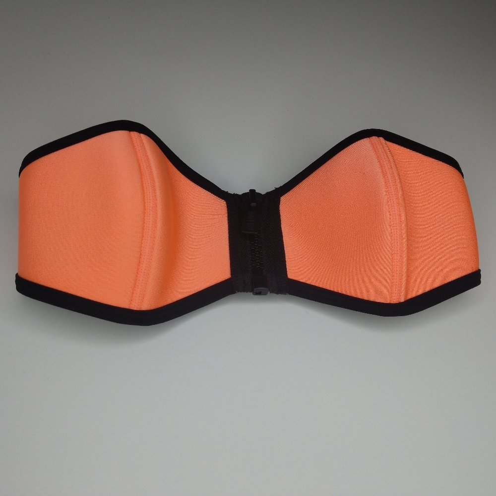 Triangl strapless zip up swim top orange